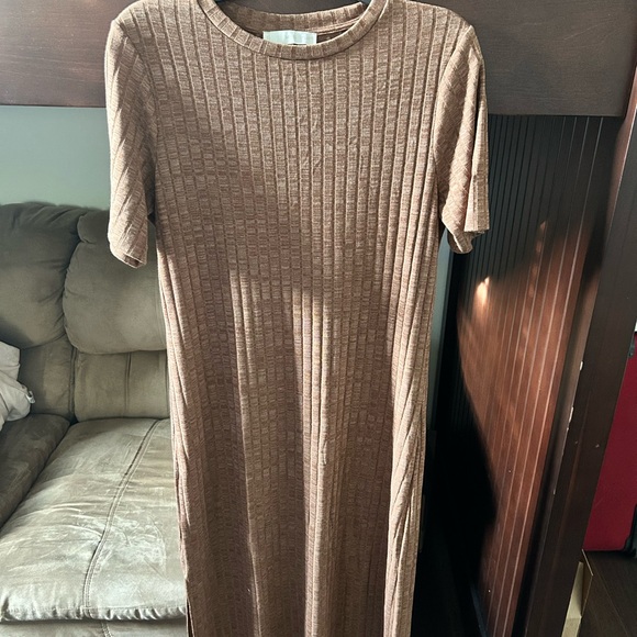 Mango Ribbed Tan Midi Dress - Picture 5 of 5